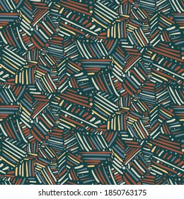 Tribal chaotische nahtlose Muster mit bunten, handgezeichnet Linien. Abstrakte Vektorstruktur mit bunten, doodlen Kratzern für Textilien, Umschlagpapier, Deckel, Oberfläche, Hintergrund, Tapete