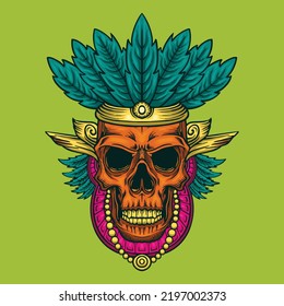 The Tribal Chief Skull Illustration