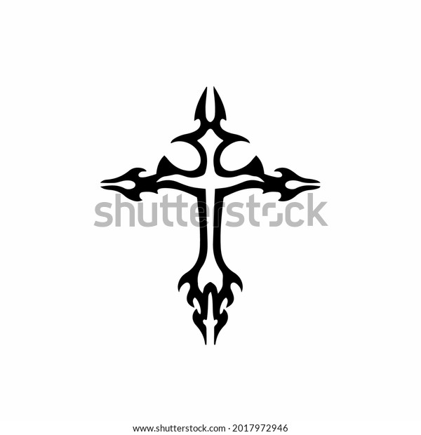Tribal Christian Cross Logo Tattoo Design Stock Vector (Royalty Free ...