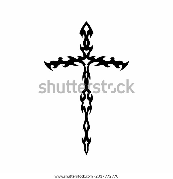 Tribal Christian Cross Logo Tattoo Design Stock Vector (Royalty Free ...