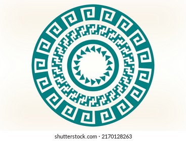 A tribal circle art named 'Tribalans' #0156. can be separated by group in layers and has color code #008080 [teal]