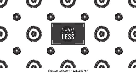 Tribal circle dot and tiny dot. Seamless pattern background. Black and white graphic. Geometric embroideries shapes in minimalistic ethnic, boho, aztec, hipster style.