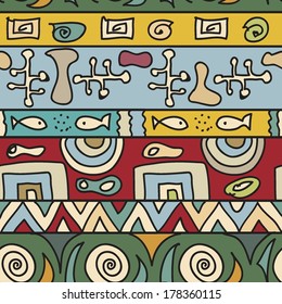 Tribal color seamless vector pattern