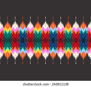 Tribal colorful geometric border. Seamless pattern with indian arrows.