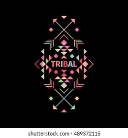 Tribal colorful logo with geometric shapes. Vector illustration