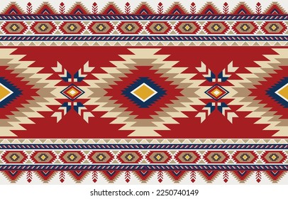 Tribal colorful pattern. Ethnic red and beige background pattern, tribal geometric ornament. Aztec  design for clothing, fabric, textile, print, rug, carpet
