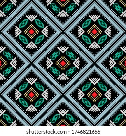 Patrón ininterrumpido de vectores tribales coloridos. Origen étnico ornamental abstracto. Recorrido de fondo de zigzag decorativo. Ornamento folclórico tradicional, formas abstractas, rhombus, líneas, zag zig, gofres