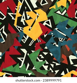 Tribal colourful geometric seamless pattern