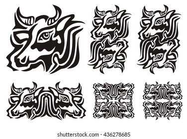 Tribal Cow Symbols Vector Illustration Cow Stock Vector (Royalty Free ...