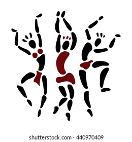 Tribal Dancing silhouettes. Oriental dancer Vector illustration