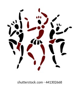 Tribal Dancing silhouettes. Oriental dancer Vector illustration