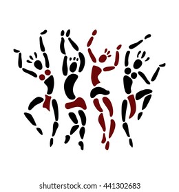 Tribal Dancing silhouettes. Oriental dancer Vector illustration