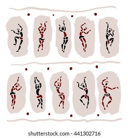 Tribal Dancing silhouettes. Oriental dancer Vector illustration
