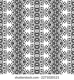 Tribal Dark Doodle Vector. Black Colour Art Scribble Texture. Simple Ethnic Dyed Batik. Seamless Wavy Ink Print. Doodle Native Ink Pattern. Black Color Zig Zag Pattern. Seamless Art Native Repeat