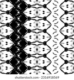 Vector tribal de Doodle Oscuro. Simple Boho Batik. Textura con tinta de color negro. Patrón de tinta de diseño sin inconvenientes. Patrón geométrico de color negro. Impresión de tinta de garabato. Resumen de repetición étnica de arte