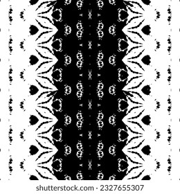 Tribal Dark Scribble Vector. Doodle Hand Art Batik. Ethnic Aztec Dark Pattern. Simple Ethnic Dyed Batik. Black Colour Ink Doodle Pattern. Black Color Zig Zag Pattern. Seamless Ink Native Design