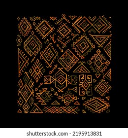Tribal decorative background. Ethnic collection. Aztec geometric pattern. Native american ornament. Vector illustration