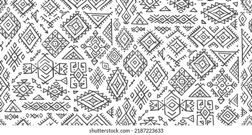 Tribal decorative background. Ethnic seamless pattern. Aztec geometric backdrop. Native american ornament. Vector illustration