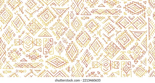 Tribal decorative background. Ethnic seamless pattern. Aztec geometric backdrop. Native american ornament. Vector illustration