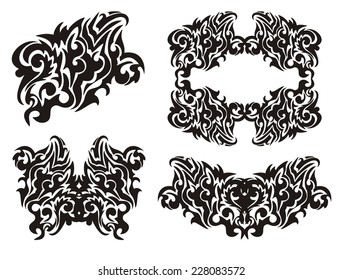 Tribal decorative eagle, frame, butterfly and other elements