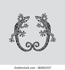  Tribal Decorative Lizard. Hand drawing illustration.