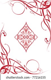 Tribal decorative style diamond ace poker playing cards, vector illustration re-sizable.