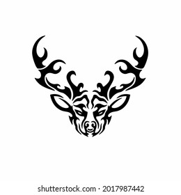 Tribal Deer Logo. Tattoo Design. Stencil Vector Illustration