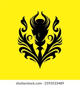 Tribal Demon Businessman – Dark Fantasy Silhouette Vector