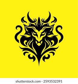  Tribal Demon Wolf Head – Ornamental Beast Silhouette Vector