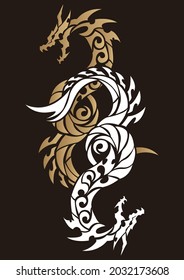 Tribal design of dragon.
For tattoo,stickers, embroidery and printing.