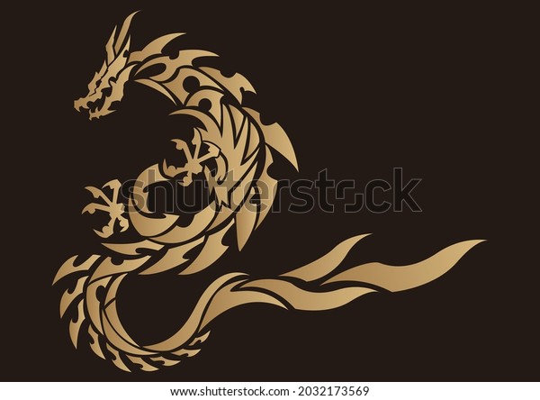 Tribal design of dragon.\
For tattoo,stickers,\
embroidery and\
printing.