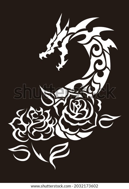 Tribal design of dragon.\
For tattoo,stickers,\
embroidery and\
printing.