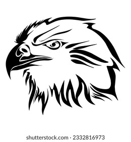 Tribal design of an eagle in black. Perfect for tattoos, stickers, social media elements, ads, websites.