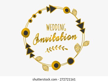 Tribal Design Round Frame Gold Black Stock Vector Royalty Free   Tribal Design Round Frame Gold 260nw 272721161 