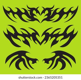 Tribal Design Tattoo Pattern Set, Neo tribal style, Tribal Y2k style for tattoo, decal drift cars, jdm decal