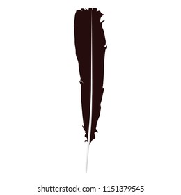 Tribal detailed feather silhouette isolated on white