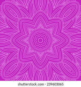 Tribal doddle ethnic pattern. Round vector ornament. Pink color.