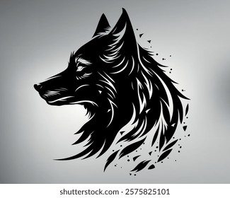 tribal dog tattoo sketch. vector drawing of a dog made from different shapes. dog logo