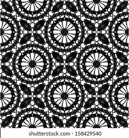 Tribal doily / lace ornament, floral seamless background, wedding pattern, embroidery elements, vector illustration