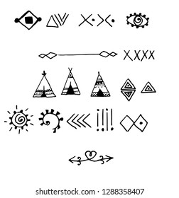 Tribal doodle hand drawn vector