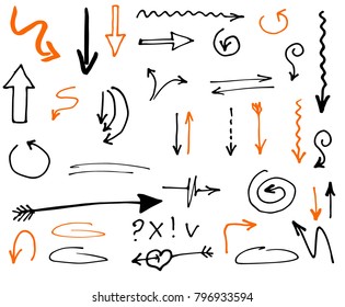 Tribal doodle hand drawn vector arrows
