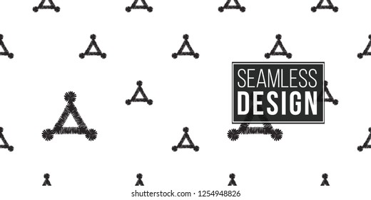 Tribal dot pointed triangles. Seamless pattern background. Black and white graphic. Geometric embroideries shapes in minimalistic ethnic, boho, aztec, hipster style.