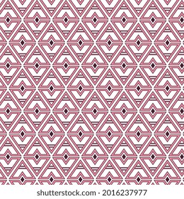 Tribal up and down V-shaped geometric textured seamless pattern in duotone pink and brown. Beautiful ethnic background for cards, textile, wallpaper, and gift wrapping paper. Vector illustration. 