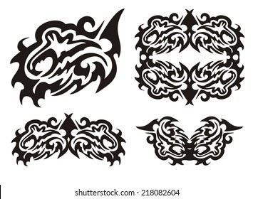 Tribal dragon fish and fish elements