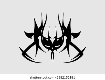 tribal dragon head, black, sharp, scary, woman, back, human, mythology