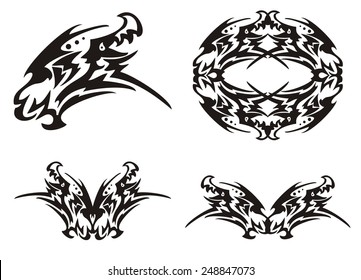 Tribal dragon head and dragon elements