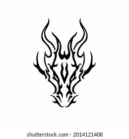 Tribal Dragon Head Logo. Tattoo Design. Stencil Vector Illustration