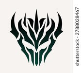 Tribal Dragon Head Silhouette Sharp Demon Mask Vector Design