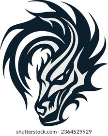 
tribal dragon head vector illustration