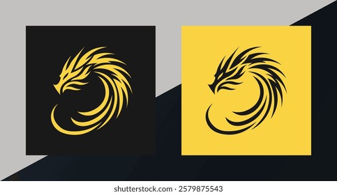 Tribal Dragon Logo in Black and Yellow